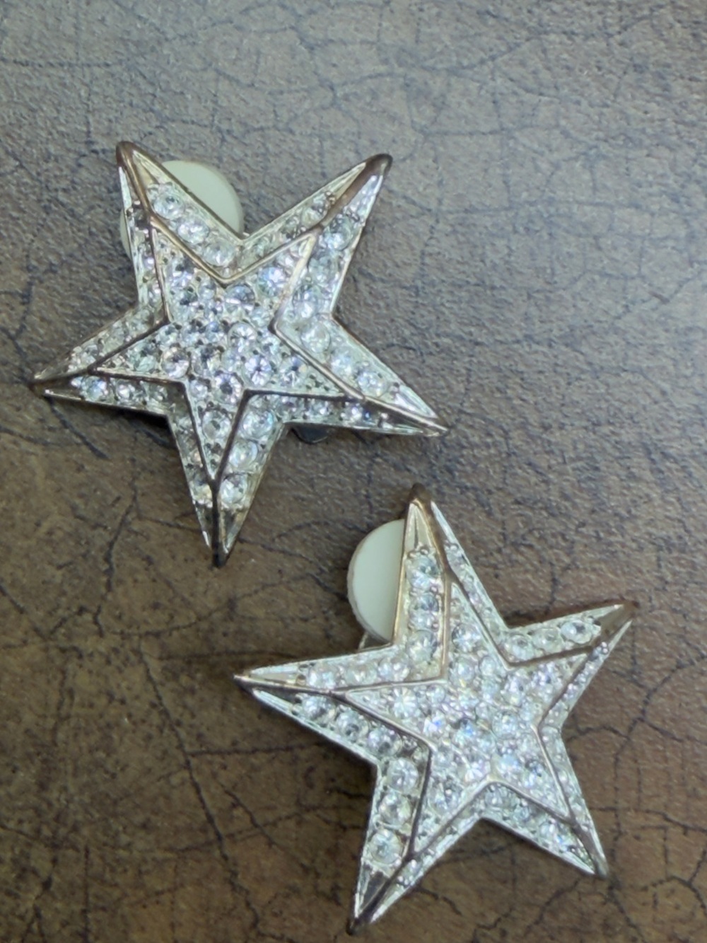 Pavé Star Stud Earrings - Silver Tone Quaker Factory with Swarovski crystals